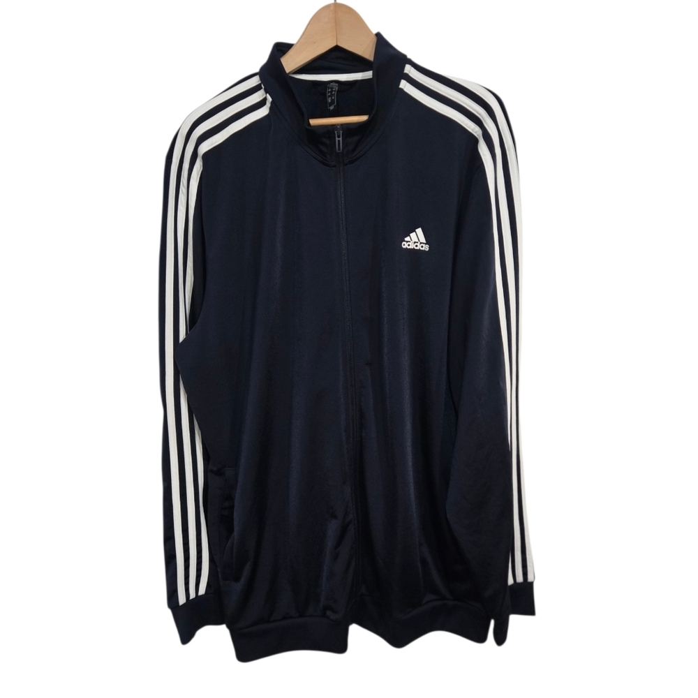 Adidas Men's Navy Track Jacket Three White Stripes